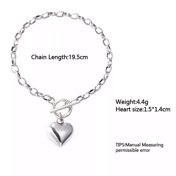 🤍Insta heart chain sterling silver bracelet - Picture 3 of 5
